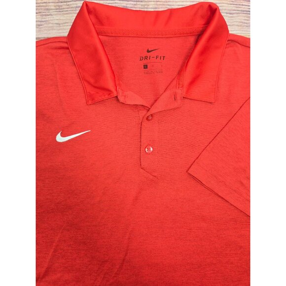 Nike Dri-Fit Red Polo Shirt Large Short Sleeve Lightweight Athletic Wear - Picture 4 of 7